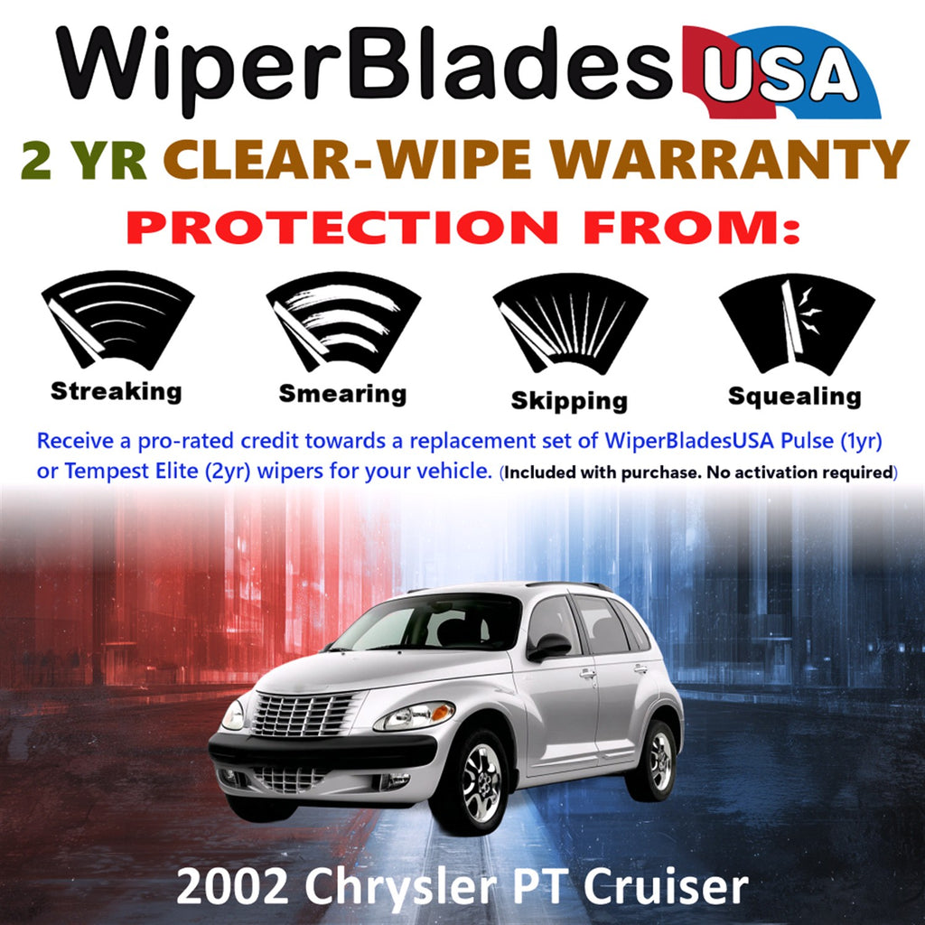 2002 Chrysler PT Cruiser Front Wiper blades Set  Includes 2yr Wear Warranty & Free Delivery