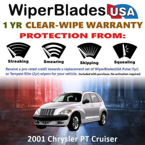 2001 Chrysler PT Cruiser Front w/Rear Wiper blades Set Includes 1yr Wear Warranty & Free Delivery