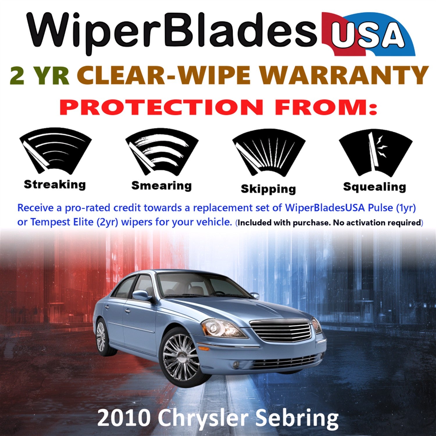 2010 Chrysler Sebring Front Wiper blades Set  Includes 2yr Wear Warranty & Free Delivery