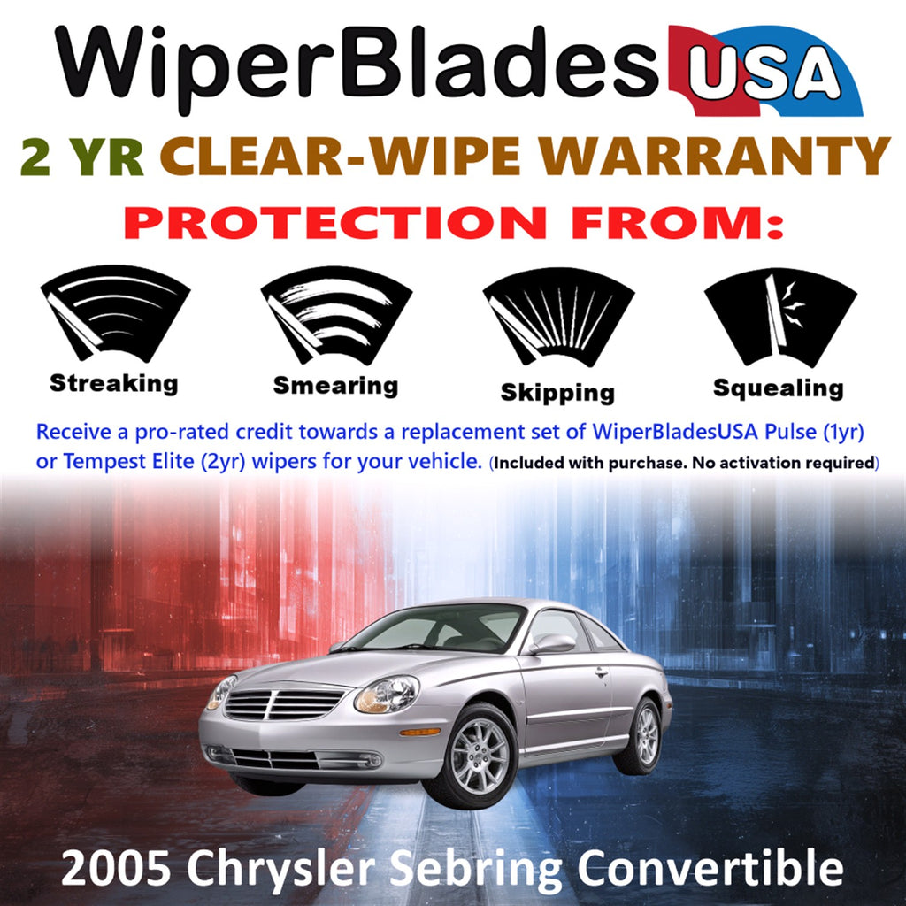 2005 Chrysler Sebring Front Wiper blades Set  Includes 2yr Wear Warranty & Free Delivery