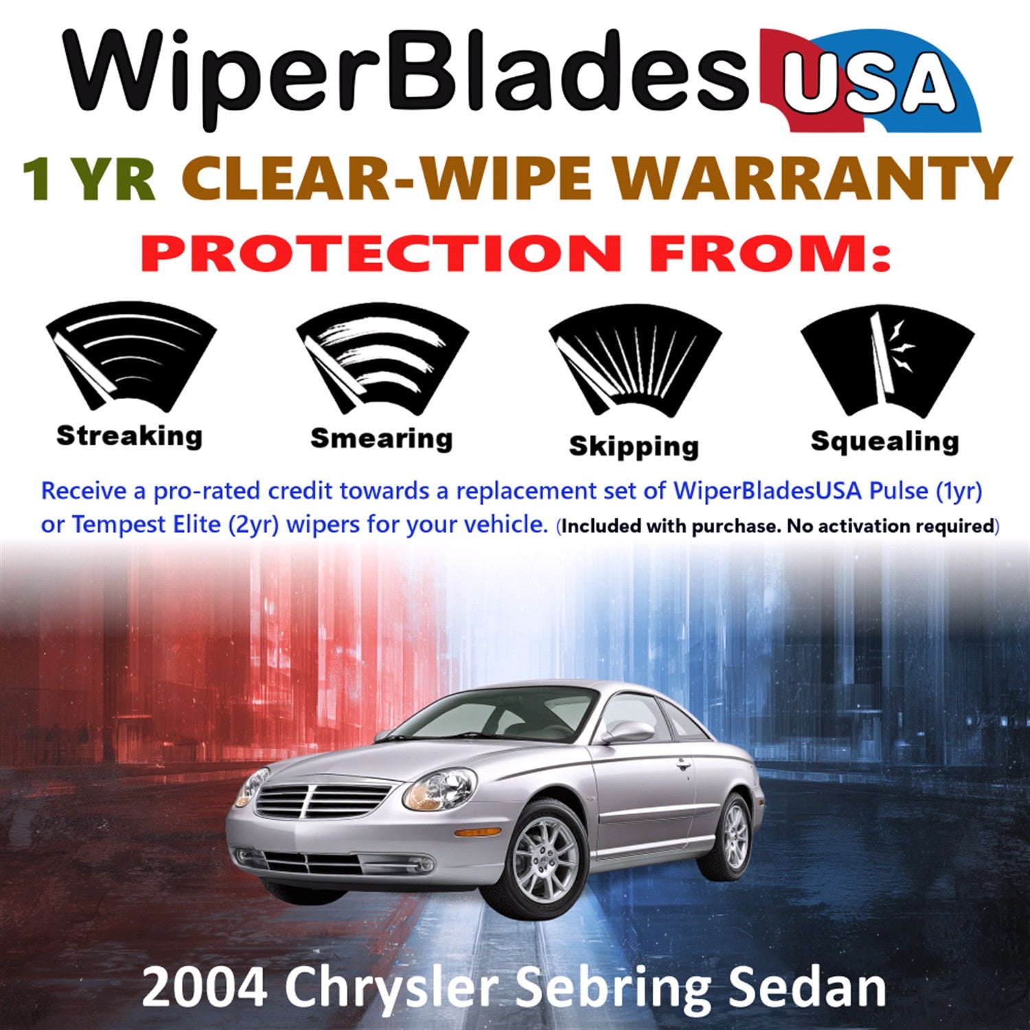 2004 Chrysler Sebring Front Wiper blades Set Includes 1yr Wear Warranty & Free Delivery