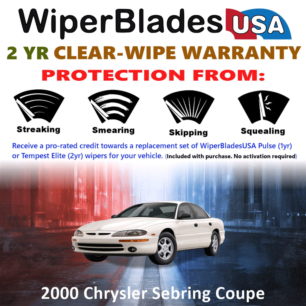 2000 Chrysler Sebring Front Wiper blades Set  Includes 2yr Wear Warranty & Free Delivery