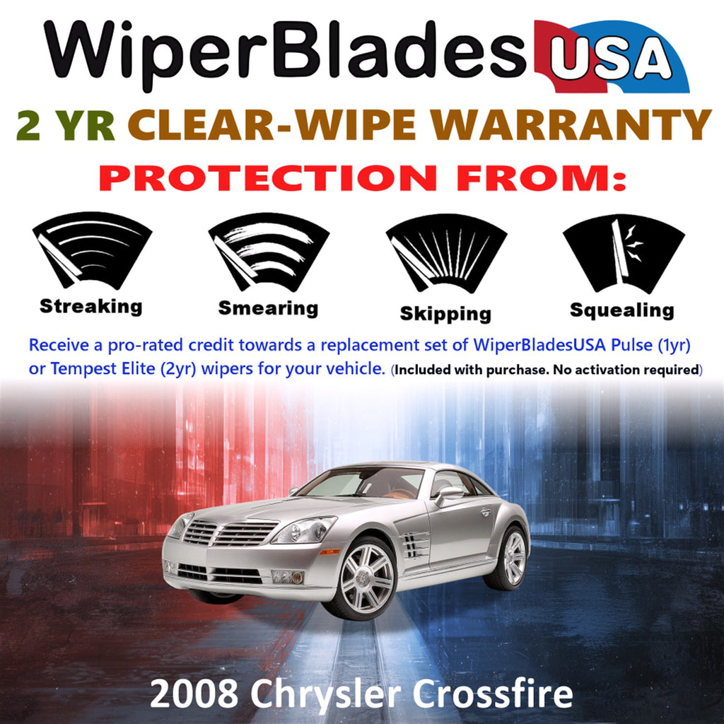 2008 Chrysler Crossfire Front Wiper blades Set  Includes 2yr Wear Warranty & Free Delivery