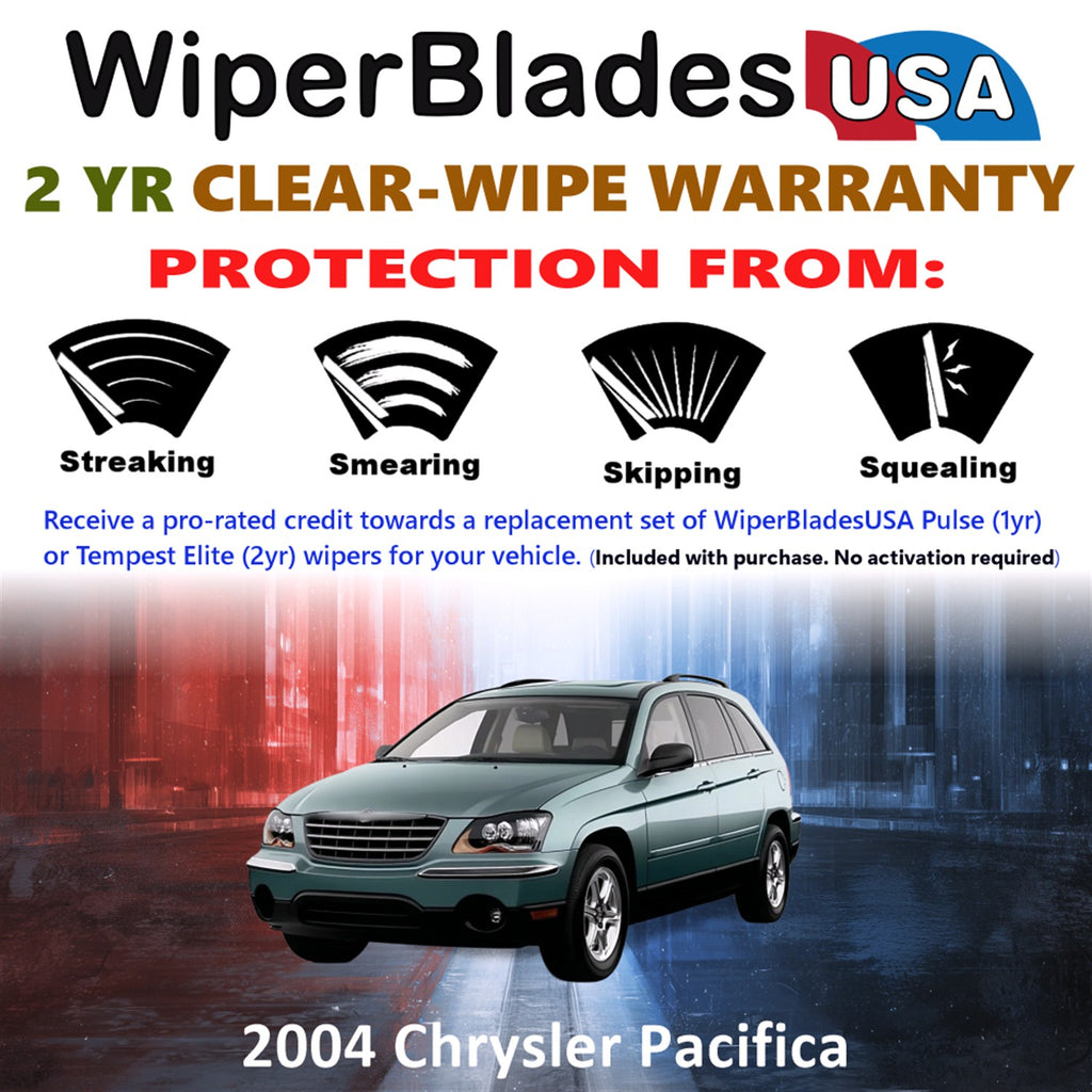 2004 Chrysler Pacifica Front w/Rear Wiper blades Set  Includes 2yr Wear Warranty & Free Delivery