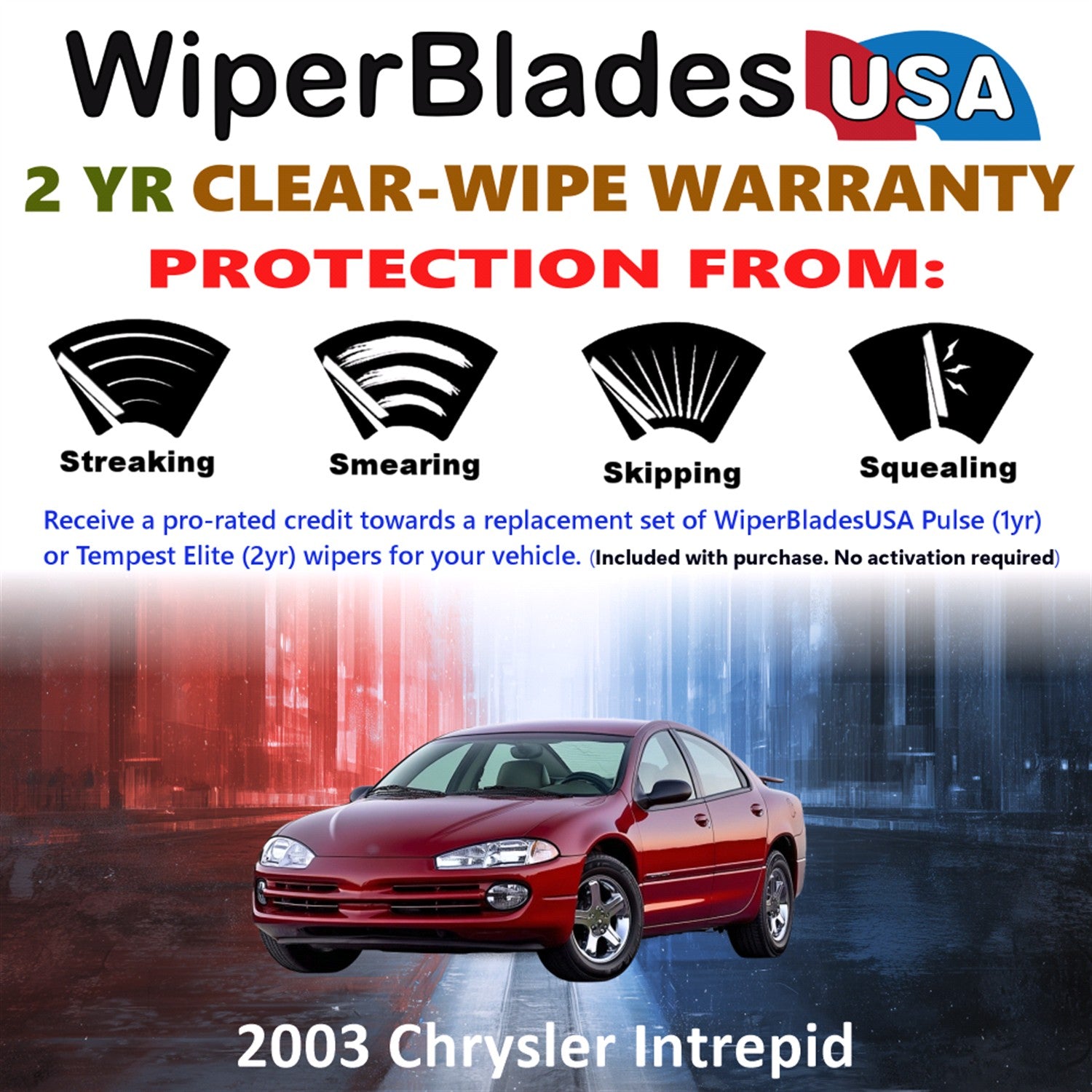 2003 Chrysler Intrepid Front Wiper blades Set  Includes 2yr Wear Warranty & Free Delivery