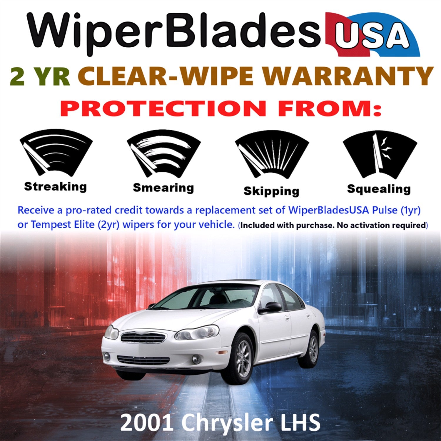 2001 Chrysler LHS Front Wiper blades Set  Includes 2yr Wear Warranty & Free Delivery