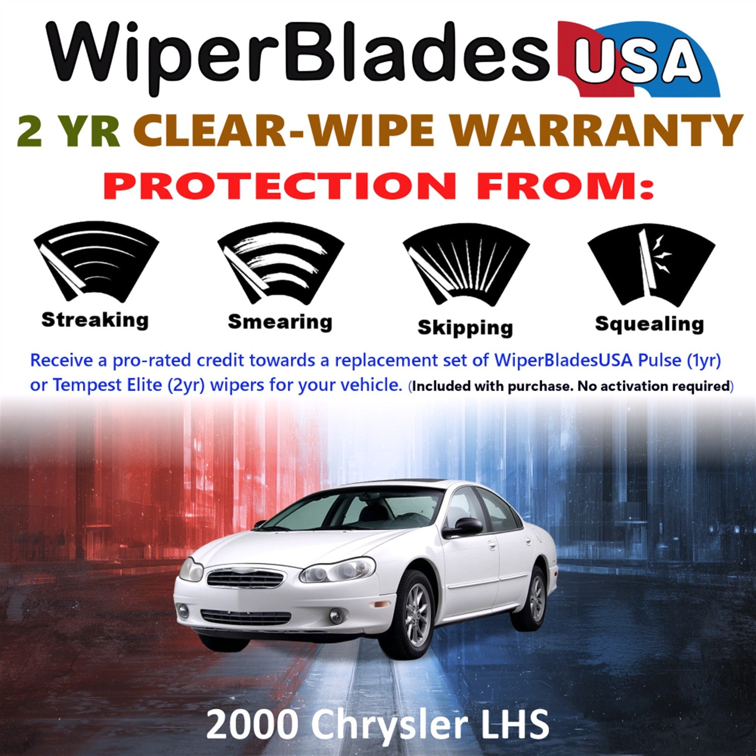 2000 Chrysler LHS Front Wiper blades Set  Includes 2yr Wear Warranty & Free Delivery