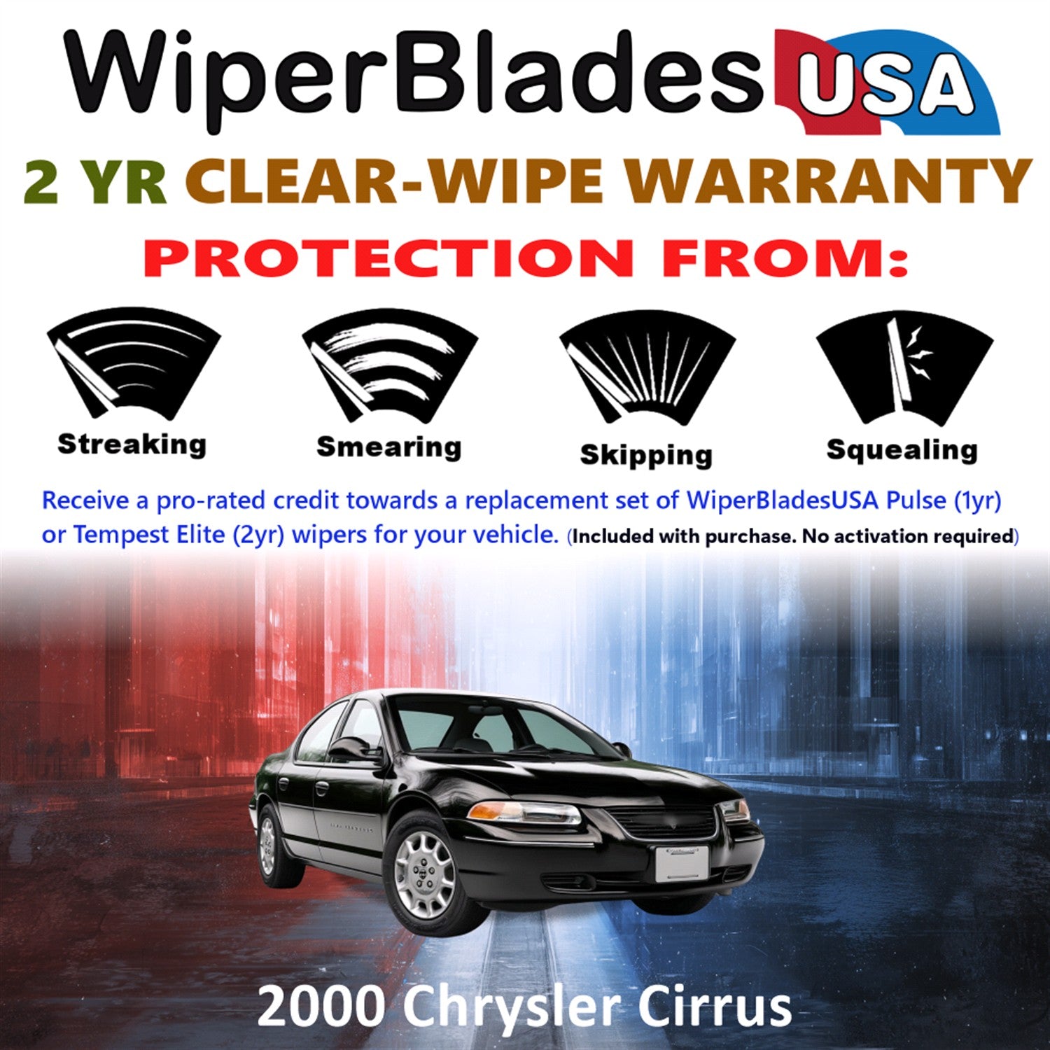 2000 Chrysler Cirrus Front Wiper blades Set  Includes 2yr Wear Warranty & Free Delivery