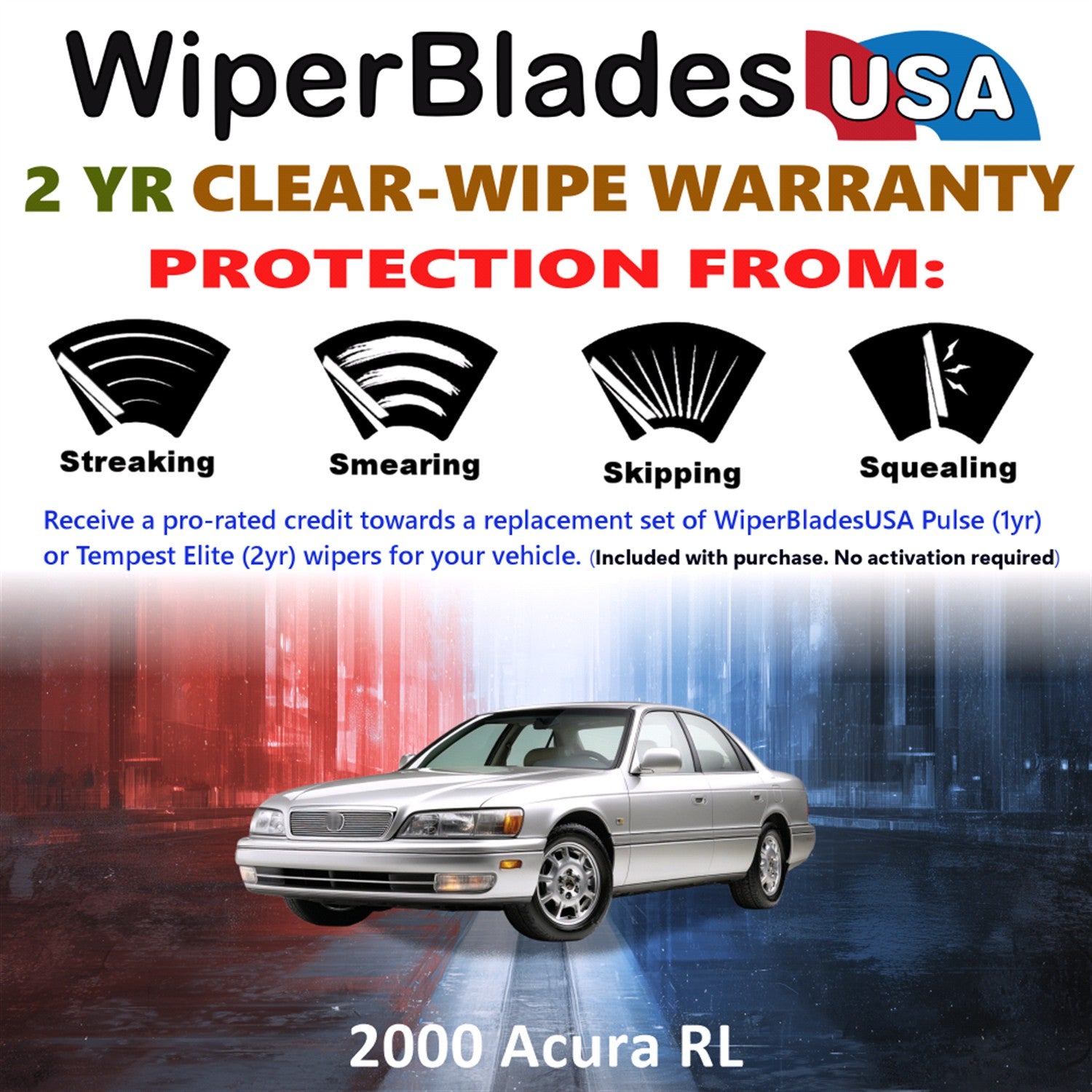 2000 Acura RL Front Wiper blades Set  Includes 2yr Wear Warranty & Free Delivery