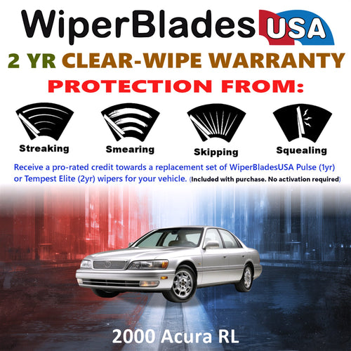 2000 Acura RL Front Wiper blades Set  Includes 2yr Wear Warranty & Free Delivery