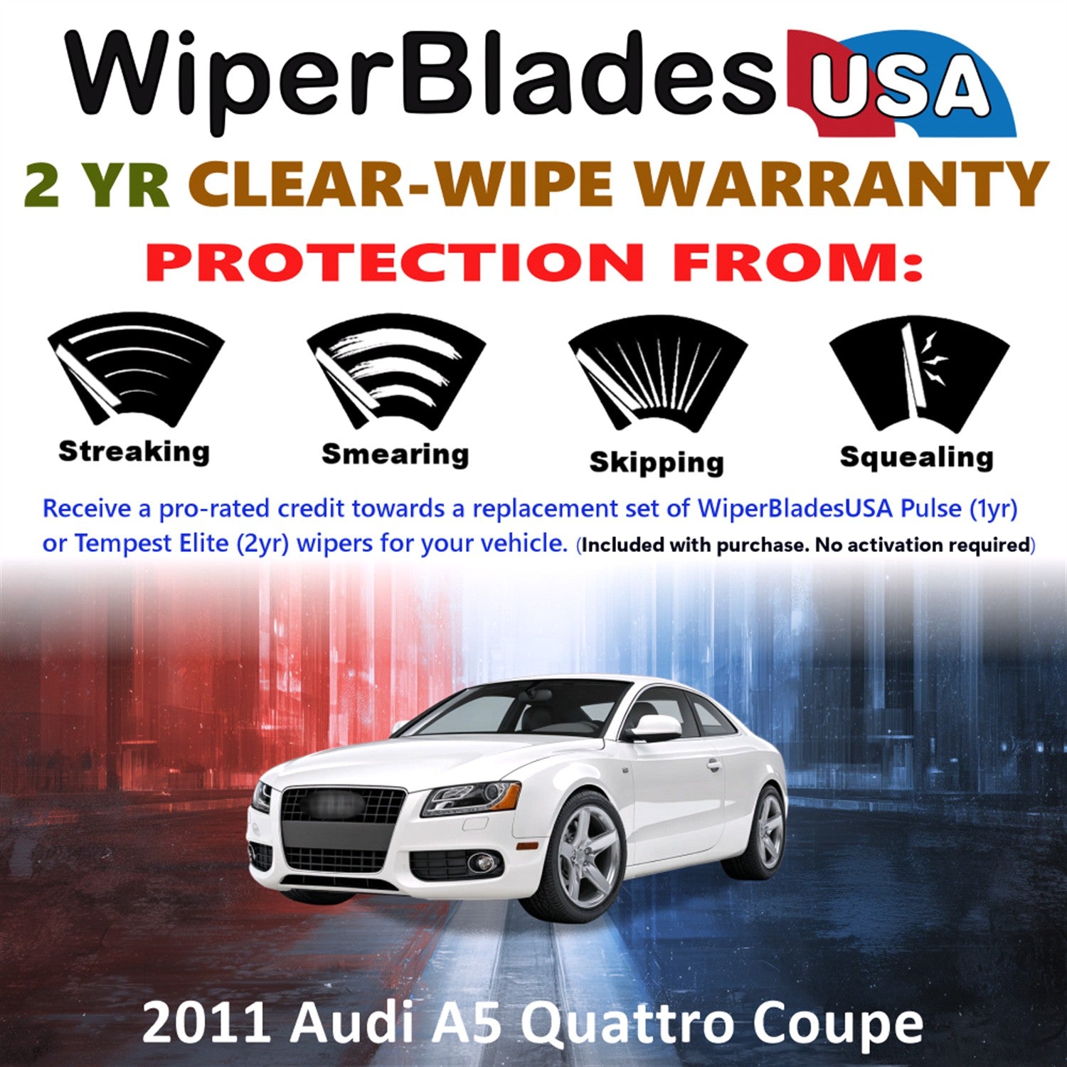 2011 Audi A5 Quattro Front Wiper blades Set  Includes 2yr Wear Warranty & Free Delivery