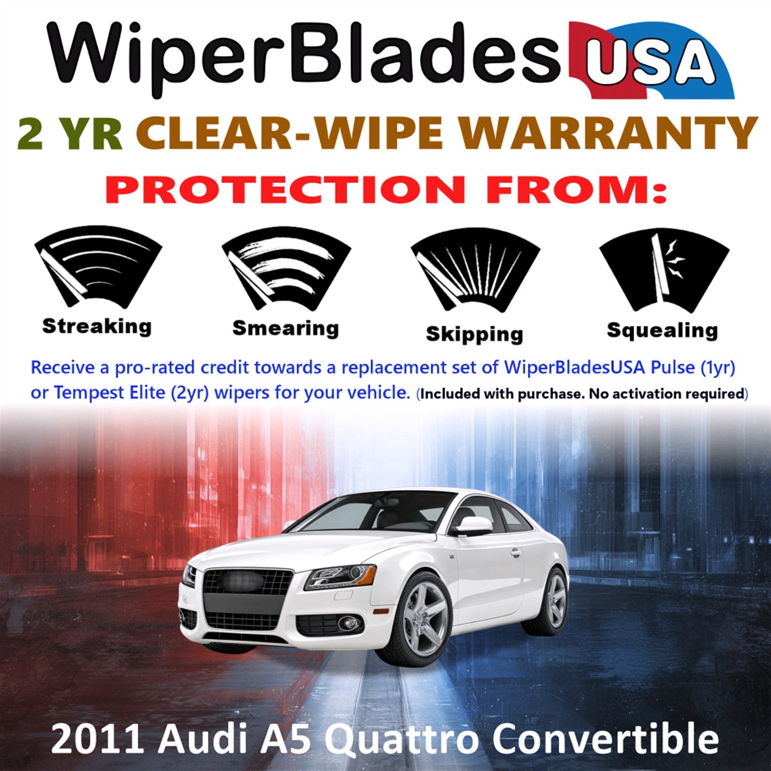 2011 Audi A5 Quattro Front Wiper blades Set  Includes 2yr Wear Warranty & Free Delivery