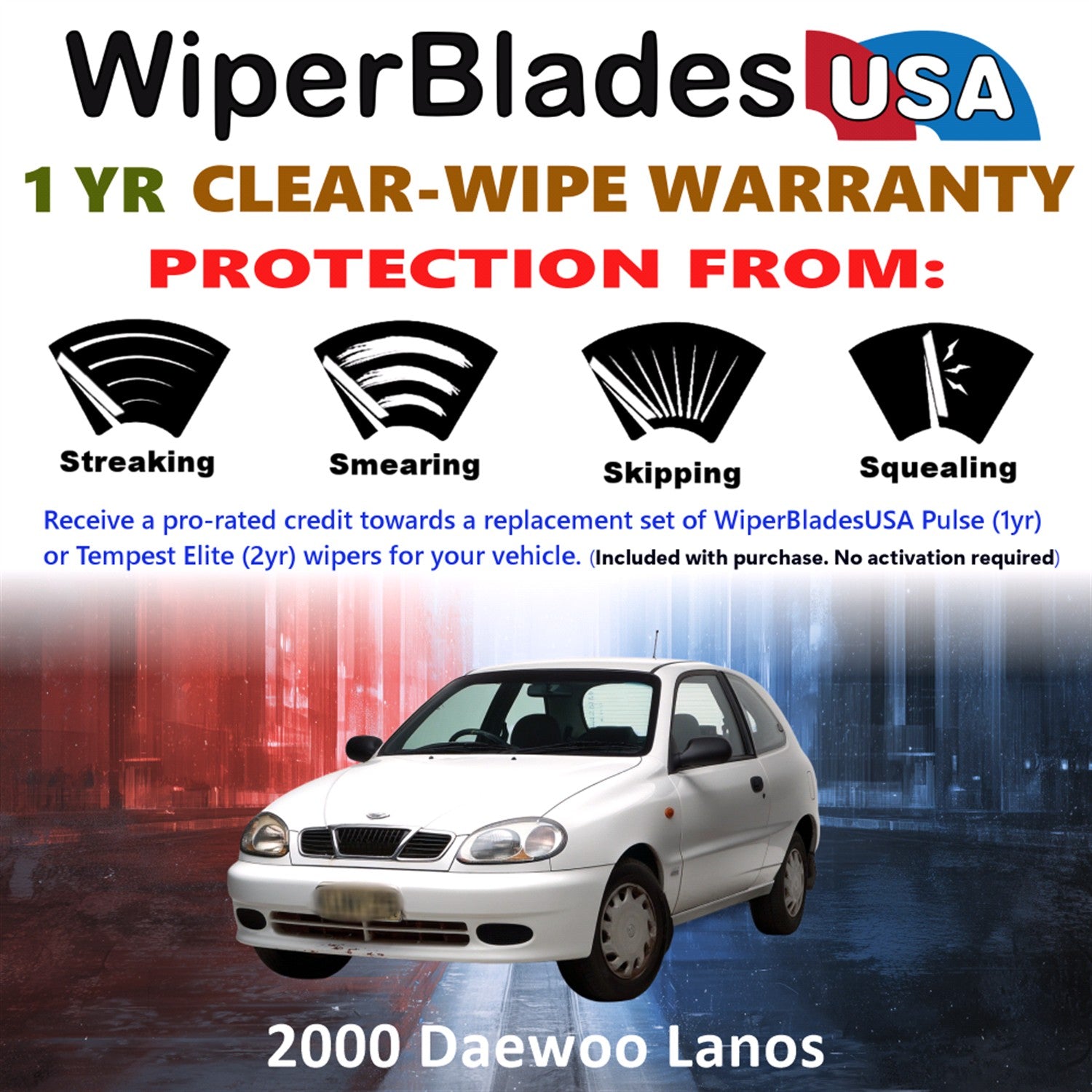 2000 Daewoo Lanos Front Wiper blades Set Includes 1yr Wear Warranty & Free Delivery