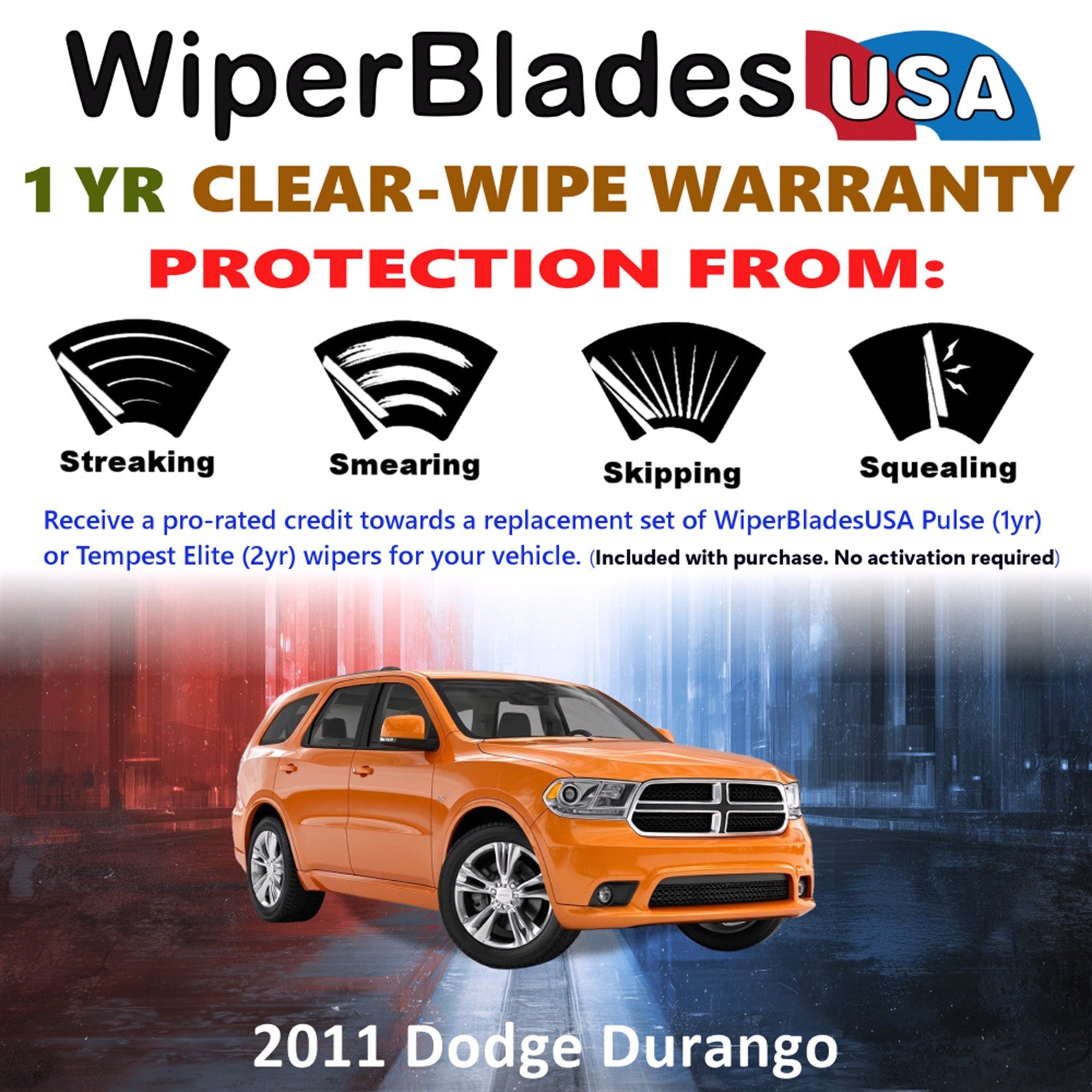 2011 Dodge Durango Front Wiper blades Set Includes 1yr Wear Warranty & Free Delivery