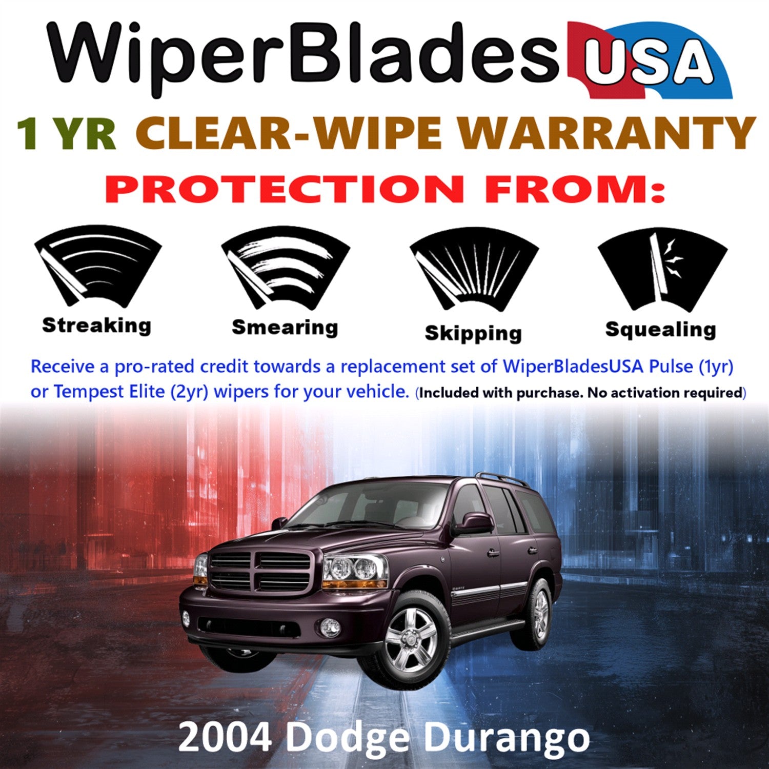 2004 Dodge Durango Front Wiper blades Set Includes 1yr Wear Warranty & Free Delivery