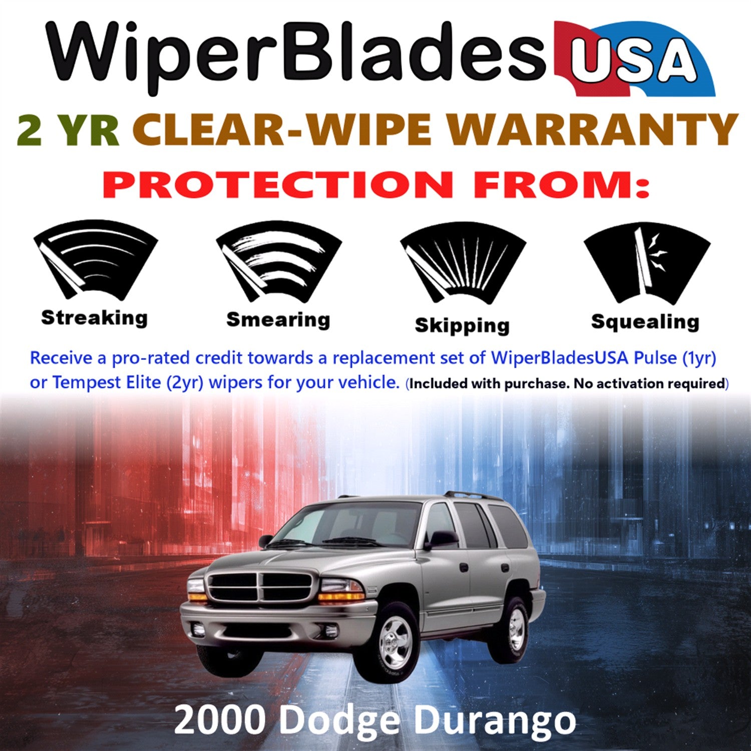 2000 Dodge Durango Front Wiper blades Set  Includes 2yr Wear Warranty & Free Delivery