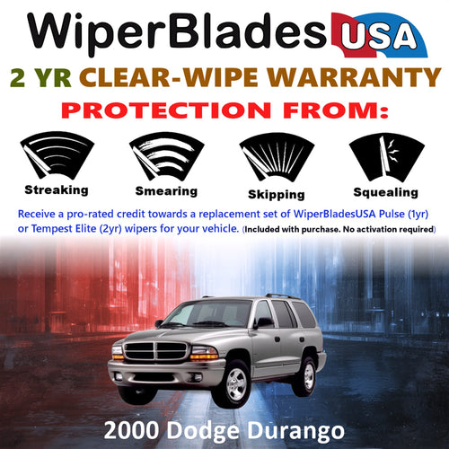 2000 Dodge Durango Front Wiper blades Set  Includes 2yr Wear Warranty & Free Delivery