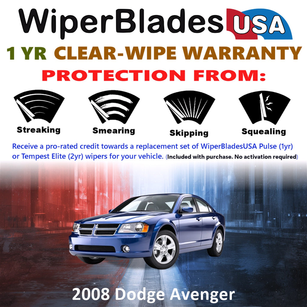 2008 Dodge Avenger Front Wiper blades Set Includes 1yr Wear Warranty & Free Delivery