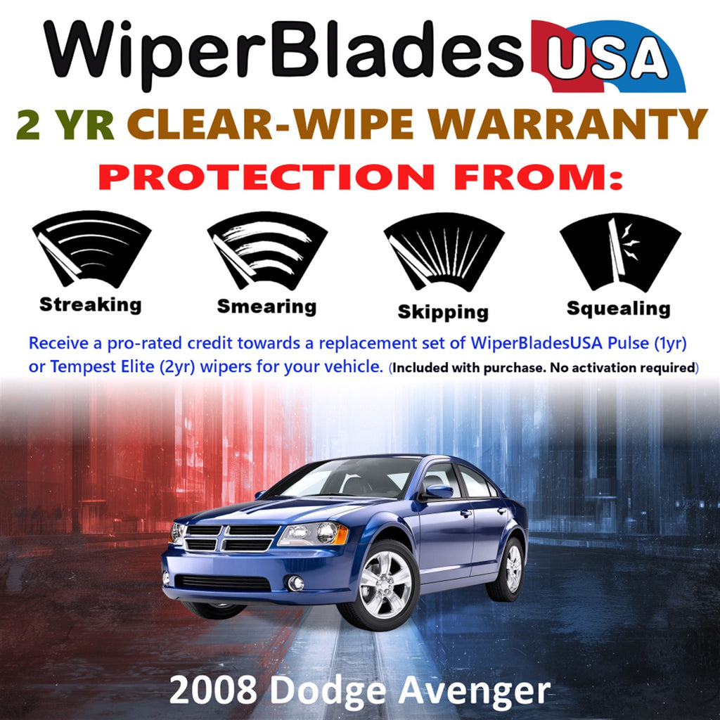 2008 Dodge Avenger Front Wiper blades Set  Includes 2yr Wear Warranty & Free Delivery