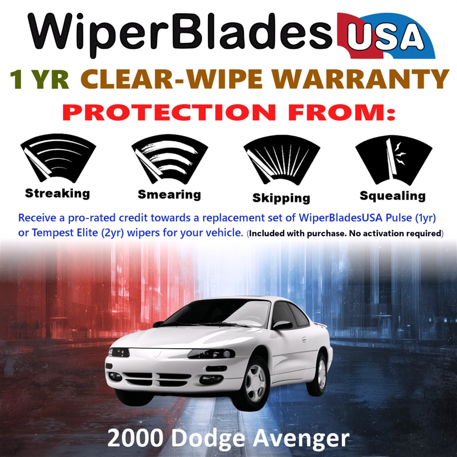 2000 Dodge Avenger Front Wiper blades Set Includes 1yr Wear Warranty & Free Delivery