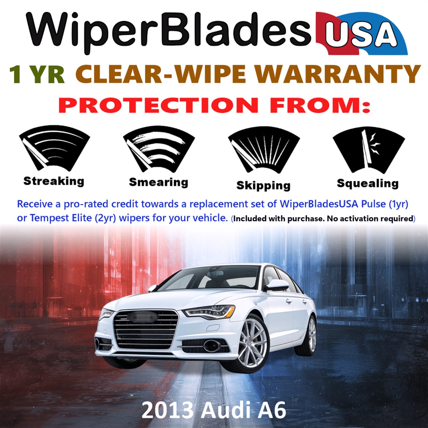 2013 Audi A6 Front Wiper blades Set Includes 1yr Wear Warranty & Free Delivery