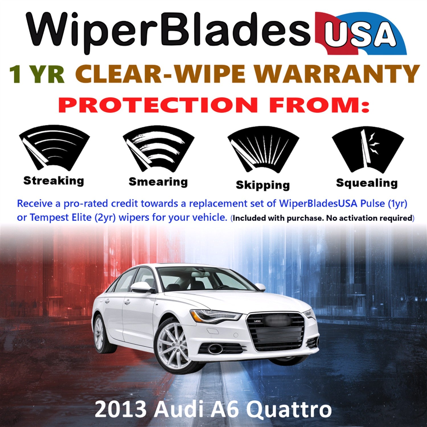 2013 Audi A6 Quattro Front Wiper blades Set Includes 1yr Wear Warranty & Free Delivery
