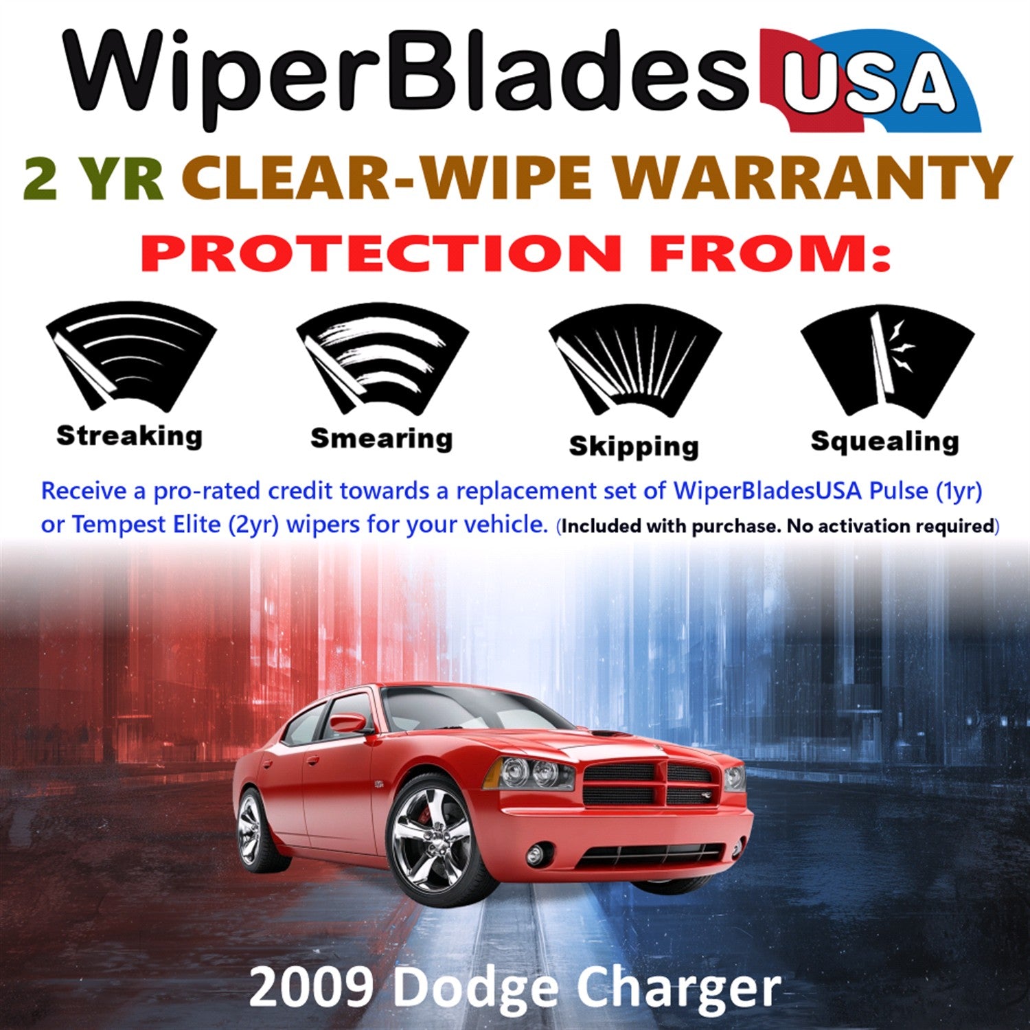 2009 Dodge Charger Front Wiper blades Set  Includes 2yr Wear Warranty & Free Delivery