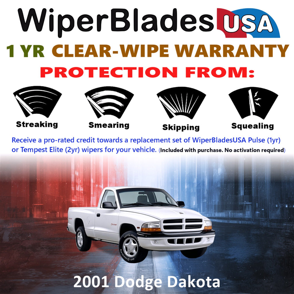 2001 Dodge Dakota Front Wiper blades Set Includes 1yr Wear Warranty & Free Delivery