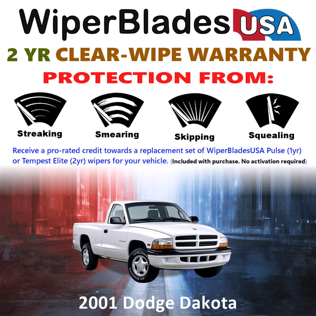 2001 Dodge Dakota Front Wiper blades Set  Includes 2yr Wear Warranty & Free Delivery