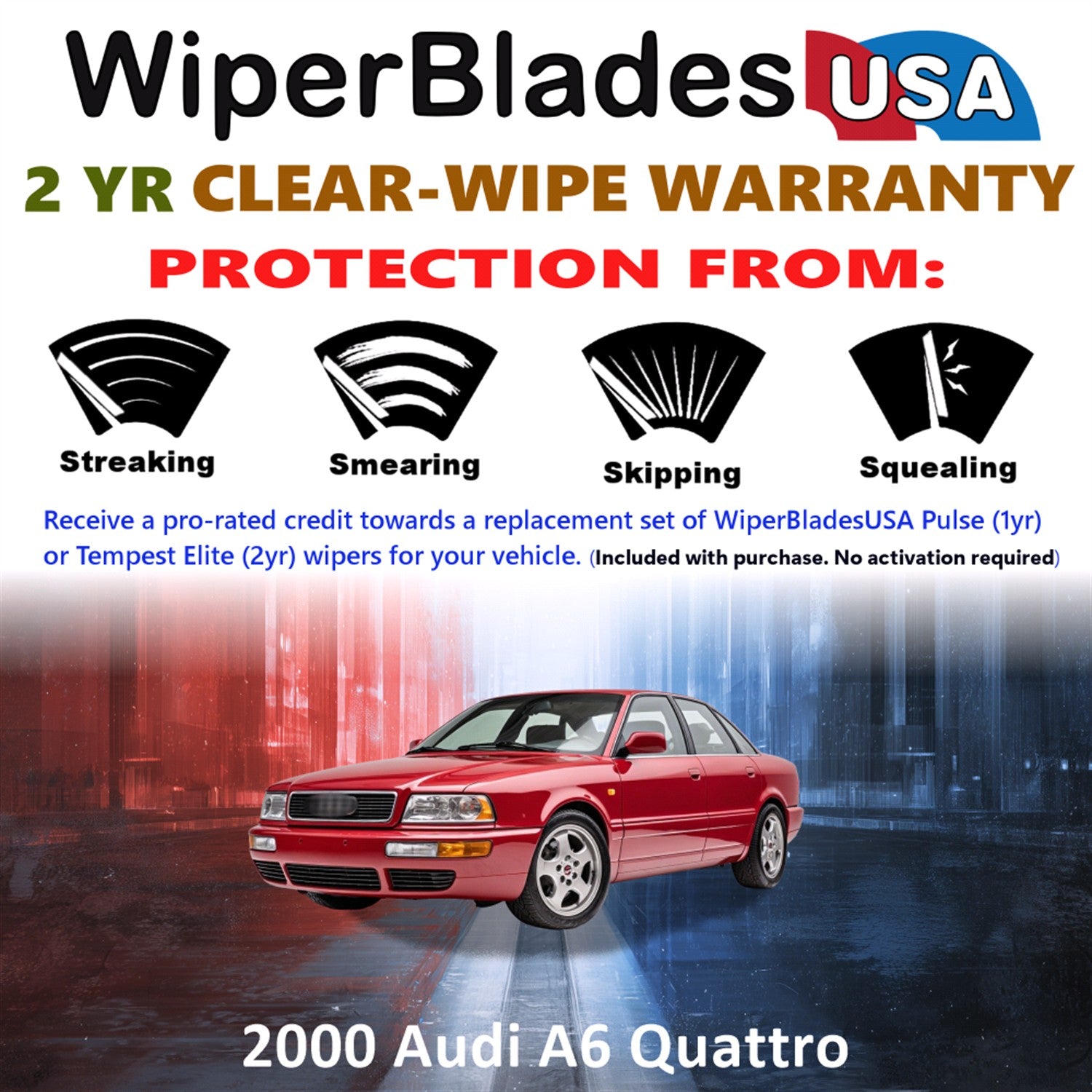 2000 Audi A6 Quattro Front w/Rear Wiper blades Set  Includes 2yr Wear Warranty & Free Delivery