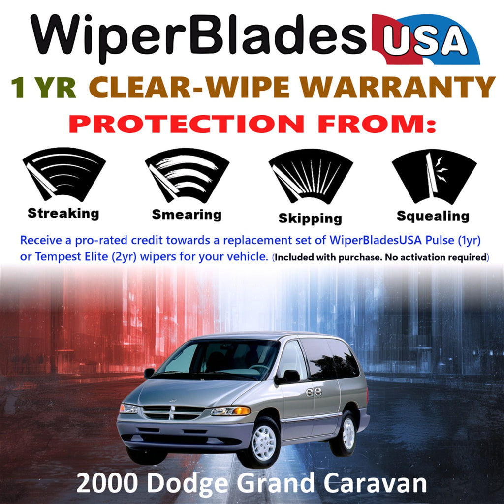 2000 Dodge Grand Caravan Front Wiper blades Set Includes 1yr Wear Warranty & Free Delivery