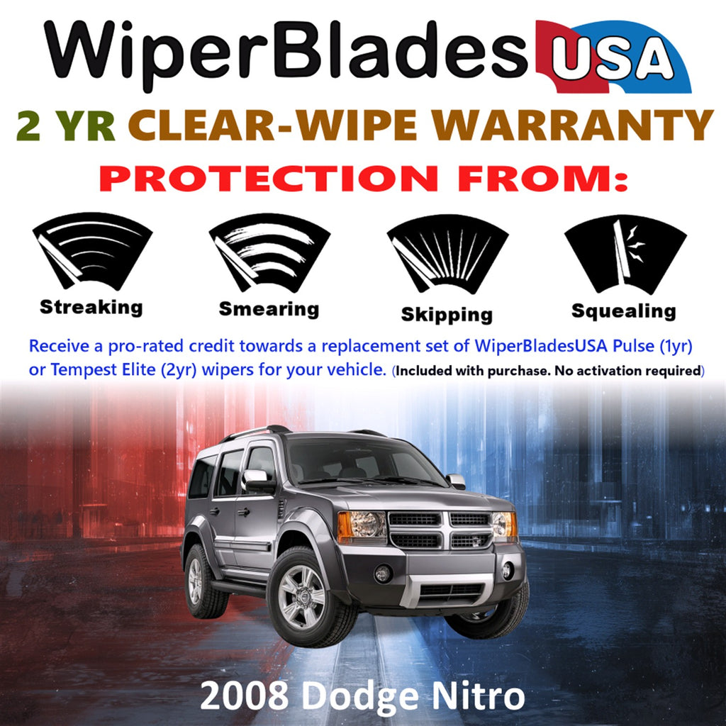 2008 Dodge Nitro Front Wiper blades Set  Includes 2yr Wear Warranty & Free Delivery