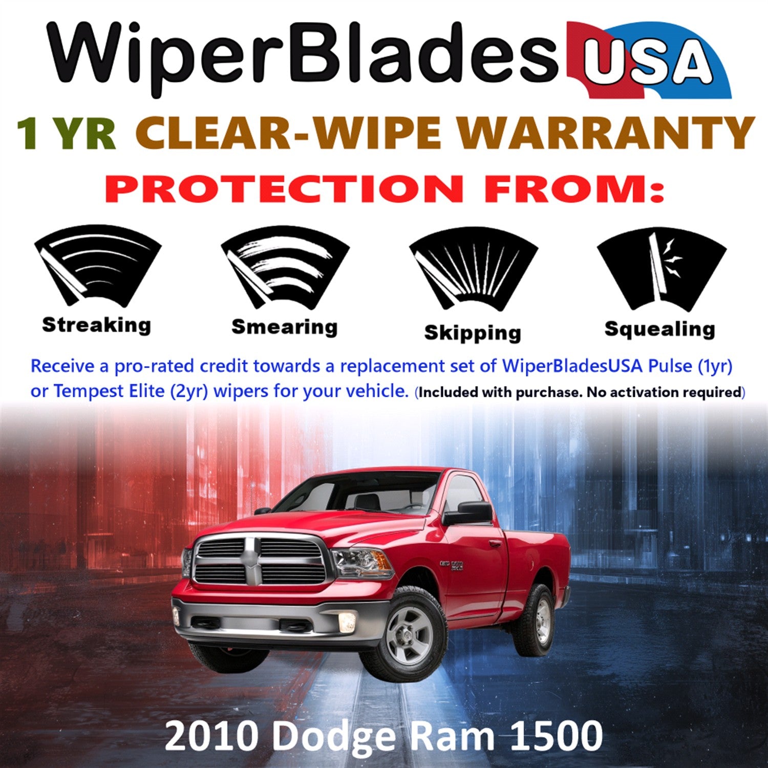 2010 Dodge Ram 1500 Front Wiper blades Set Includes 1yr Wear Warranty & Free Delivery