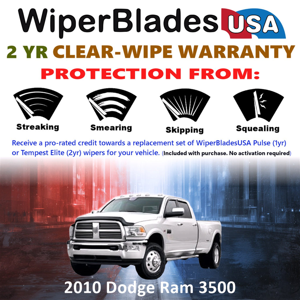 2010 Dodge Ram 3500 Front Wiper blades Set  Includes 2yr Wear Warranty & Free Delivery