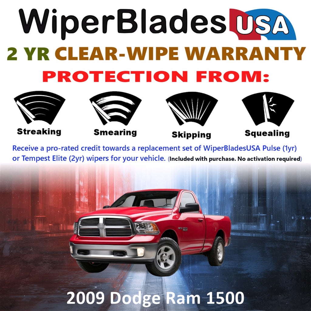2009 Dodge Ram 1500 Front Wiper blades Set  Includes 2yr Wear Warranty & Free Delivery