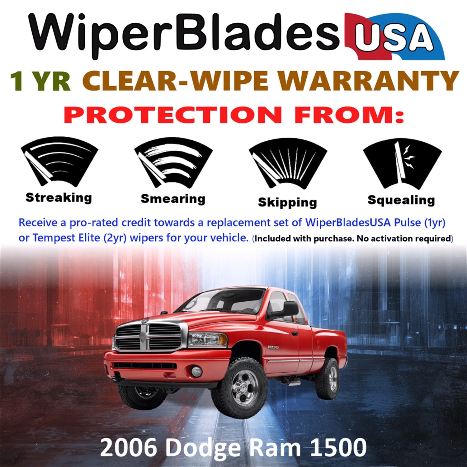 2006 Dodge Ram 1500 Front Wiper blades Set Includes 1yr Wear Warranty & Free Delivery