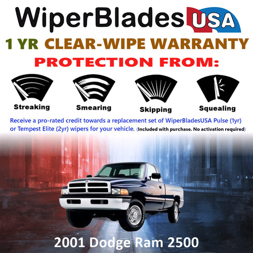 2001 Dodge Ram 2500 Front Wiper blades Set Includes 1yr Wear Warranty & Free Delivery
