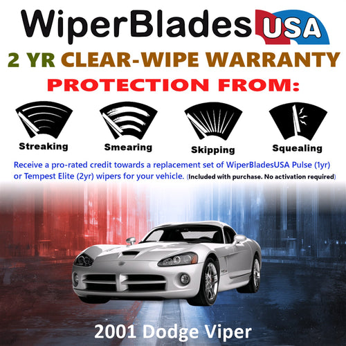 2001 Dodge Viper Front Wiper blades Set  Includes 2yr Wear Warranty & Free Delivery