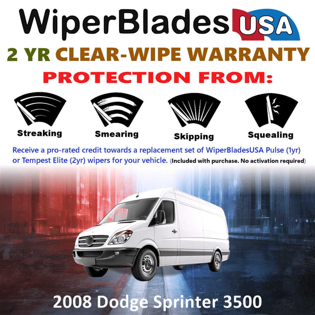 2008 Dodge Sprinter 3500 Front w/Rear Wiper blades Set  Includes 2yr Wear Warranty & Free Delivery