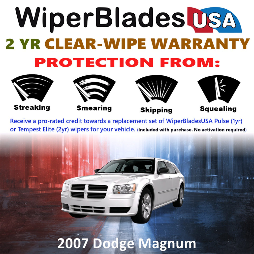 2007 Dodge Magnum Front w/Rear Wiper blades Set  Includes 2yr Wear Warranty & Free Delivery