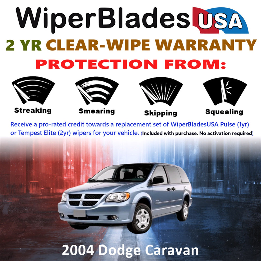 2004 Dodge Caravan Front Wiper blades Set  Includes 2yr Wear Warranty & Free Delivery