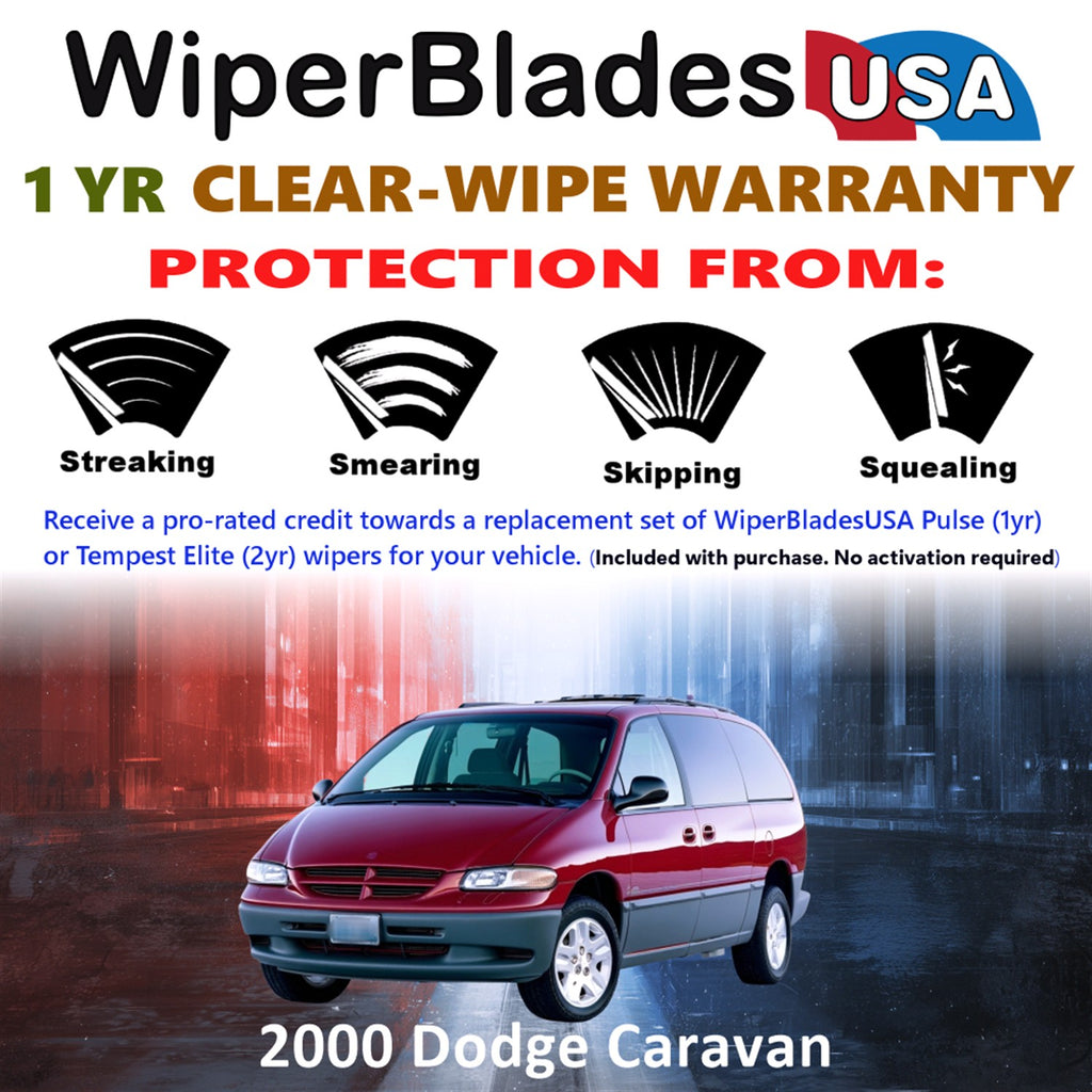 2000 Dodge Caravan Front Wiper blades Set Includes 1yr Wear Warranty & Free Delivery