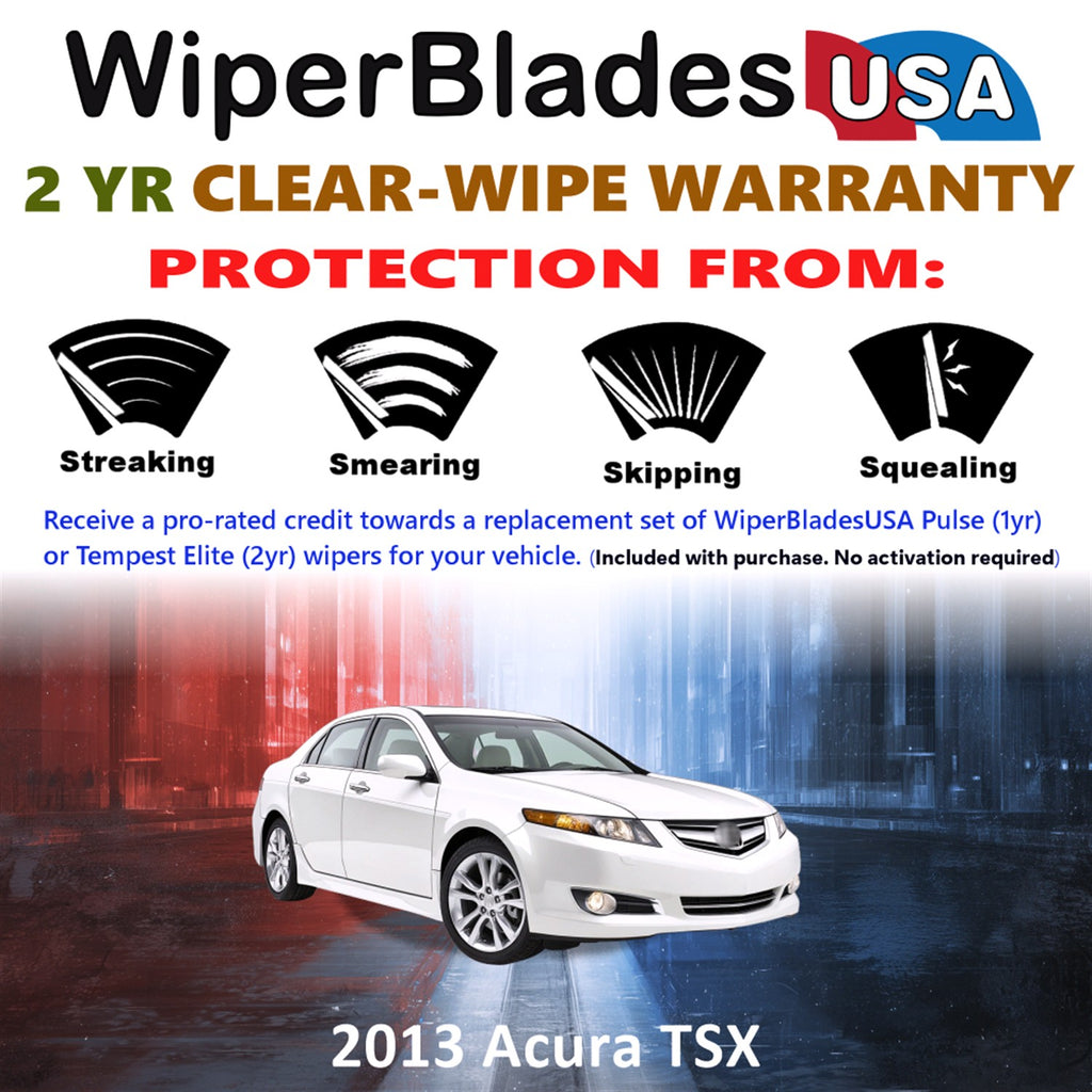 2013 Acura TSX Front Wiper blades Set  Includes 2yr Wear Warranty & Free Delivery