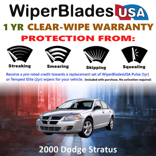 2000 Dodge Stratus Front Wiper blades Set Includes 1yr Wear Warranty & Free Delivery