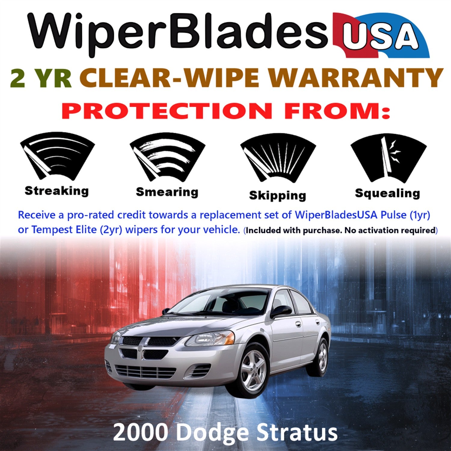 2000 Dodge Stratus Front Wiper blades Set  Includes 2yr Wear Warranty & Free Delivery