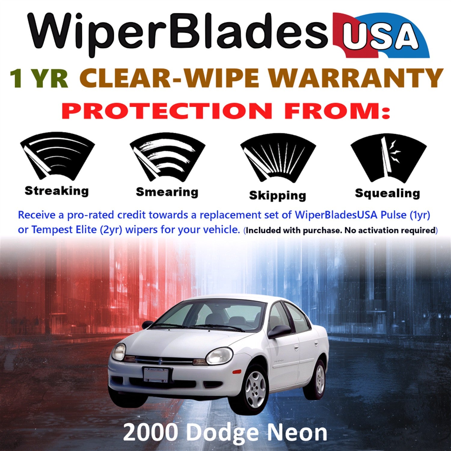 2000 Dodge Neon Front Wiper blades Set Includes 1yr Wear Warranty & Free Delivery