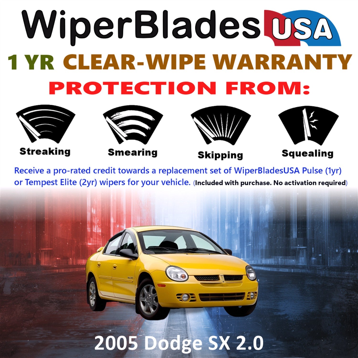 2005 Dodge SX 2.0 Front Wiper blades Set Includes 1yr Wear Warranty & Free Delivery