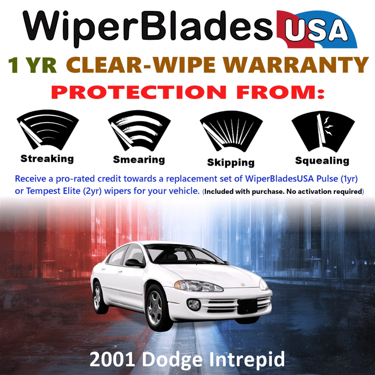 2001 Dodge Intrepid Front Wiper blades Set Includes 1yr Wear Warranty & Free Delivery