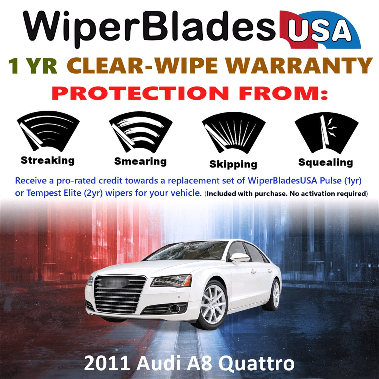 2011 Audi A8 Quattro Front Wiper blades Set Includes 1yr Wear Warranty & Free Delivery