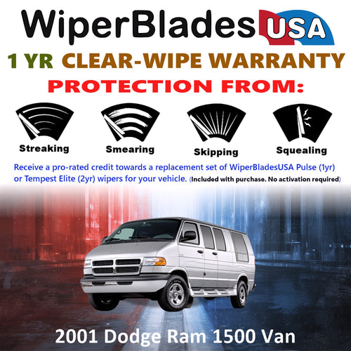 2001 Dodge Ram 1500 Van Front Wiper blades Set Includes 1yr Wear Warranty & Free Delivery